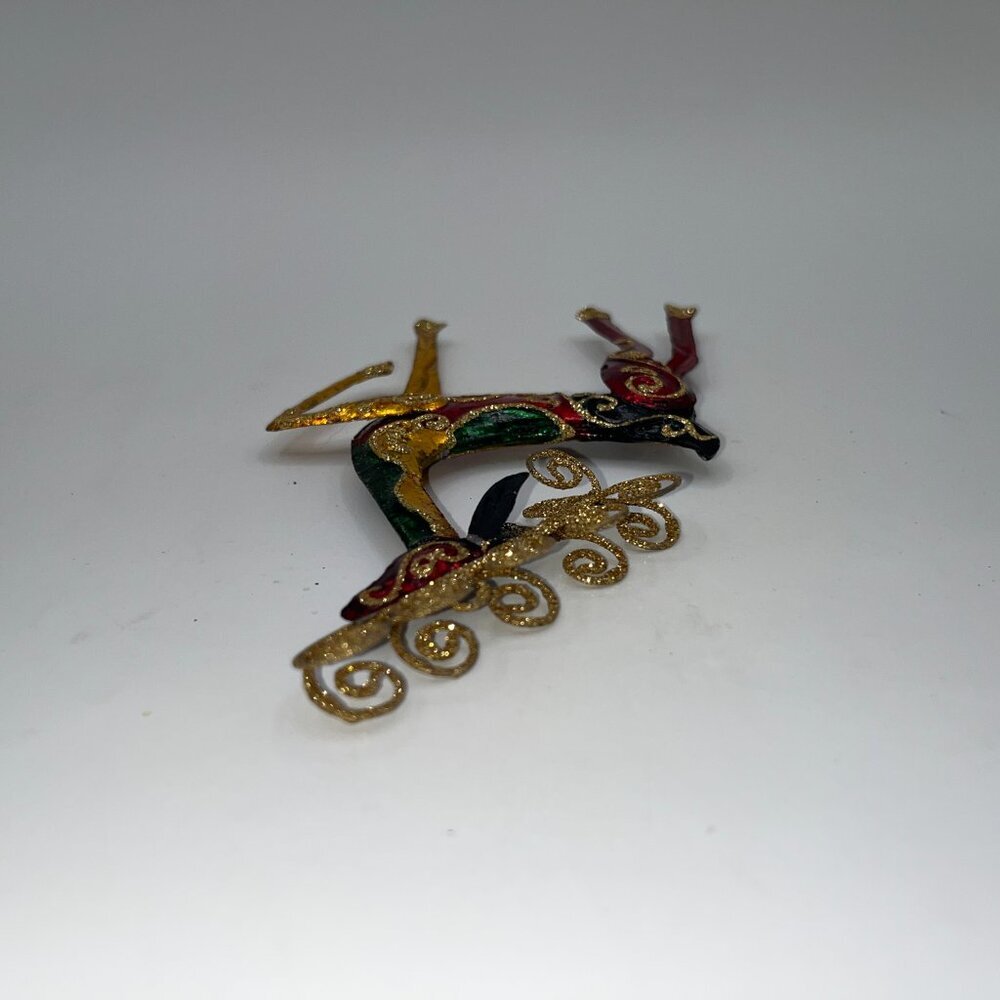 Vintage Pier One Pier 1 Metal Glitter Reindeer Decor Ornament About 7 inches ish - Picture 5 of 10